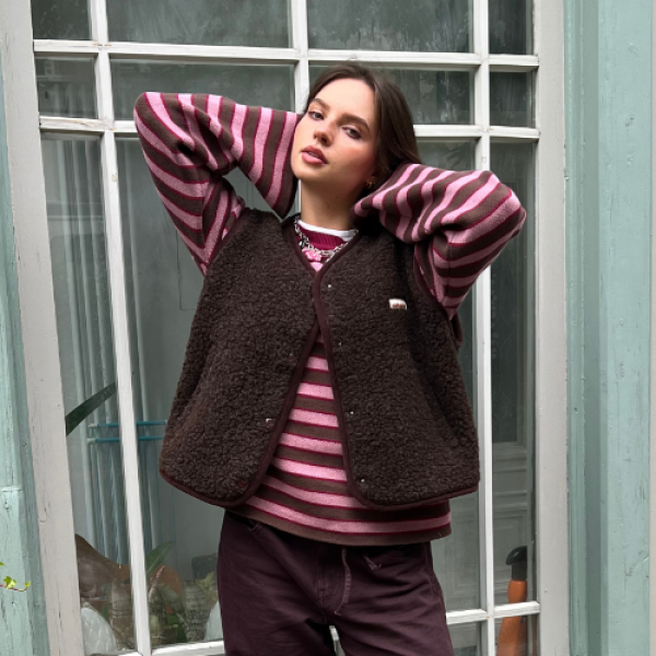 Happymess | Merino Weste chocolate brown