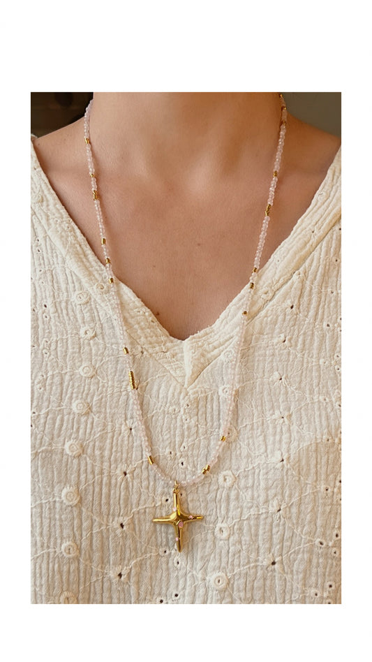 Edelsteinkette aus Rosenquarz