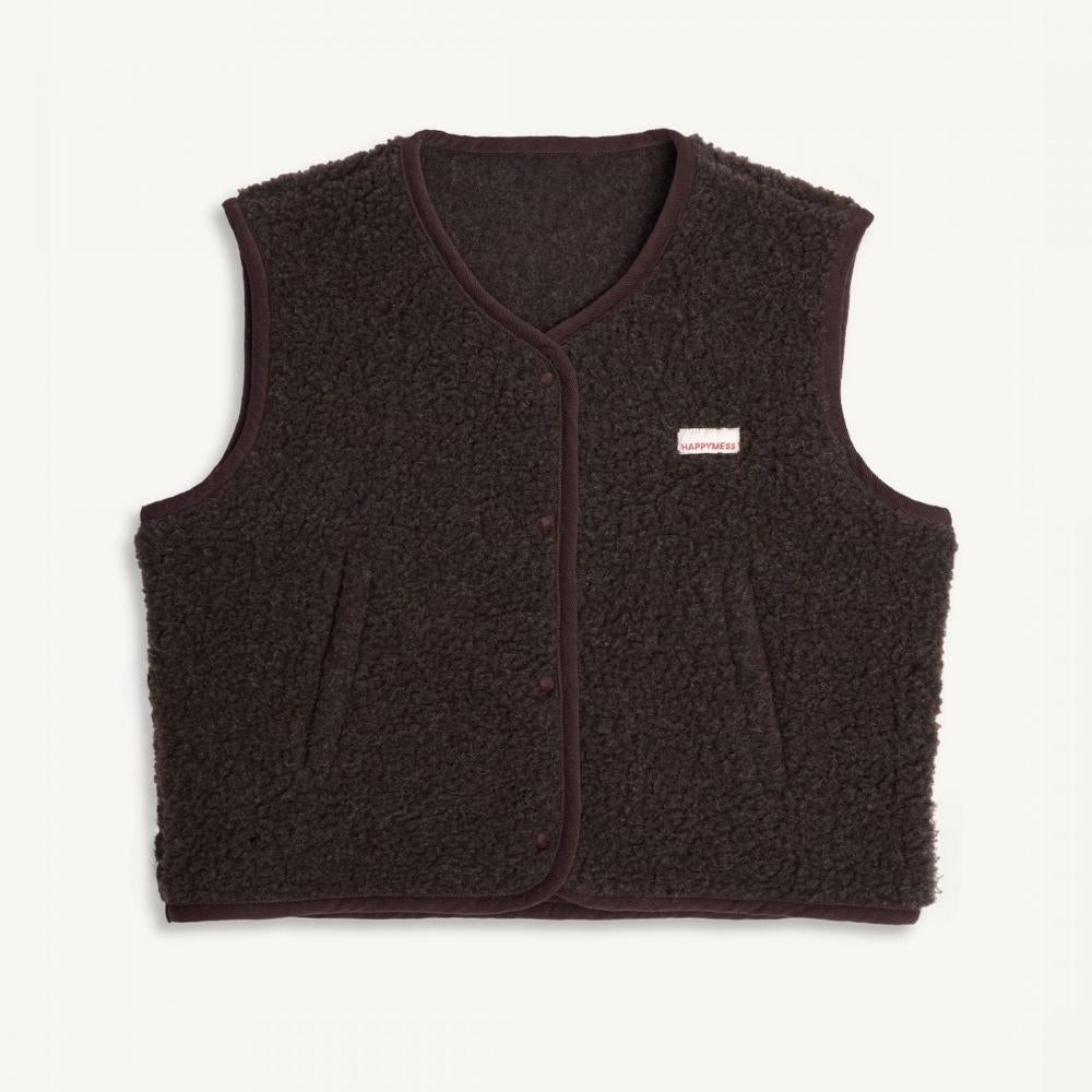 Happymess | Merino Weste chocolate brown