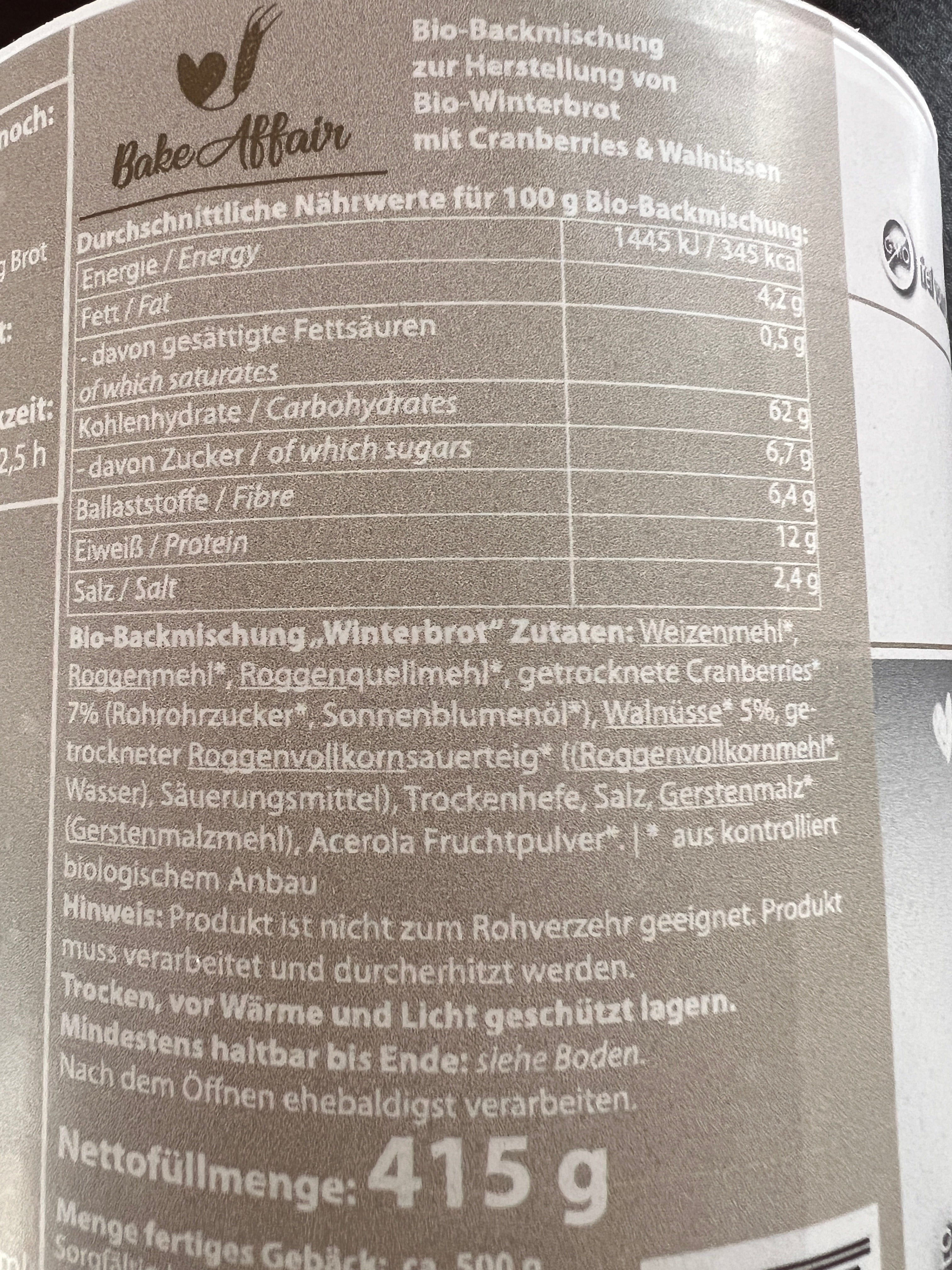 Bio Backmischung Winterbrot