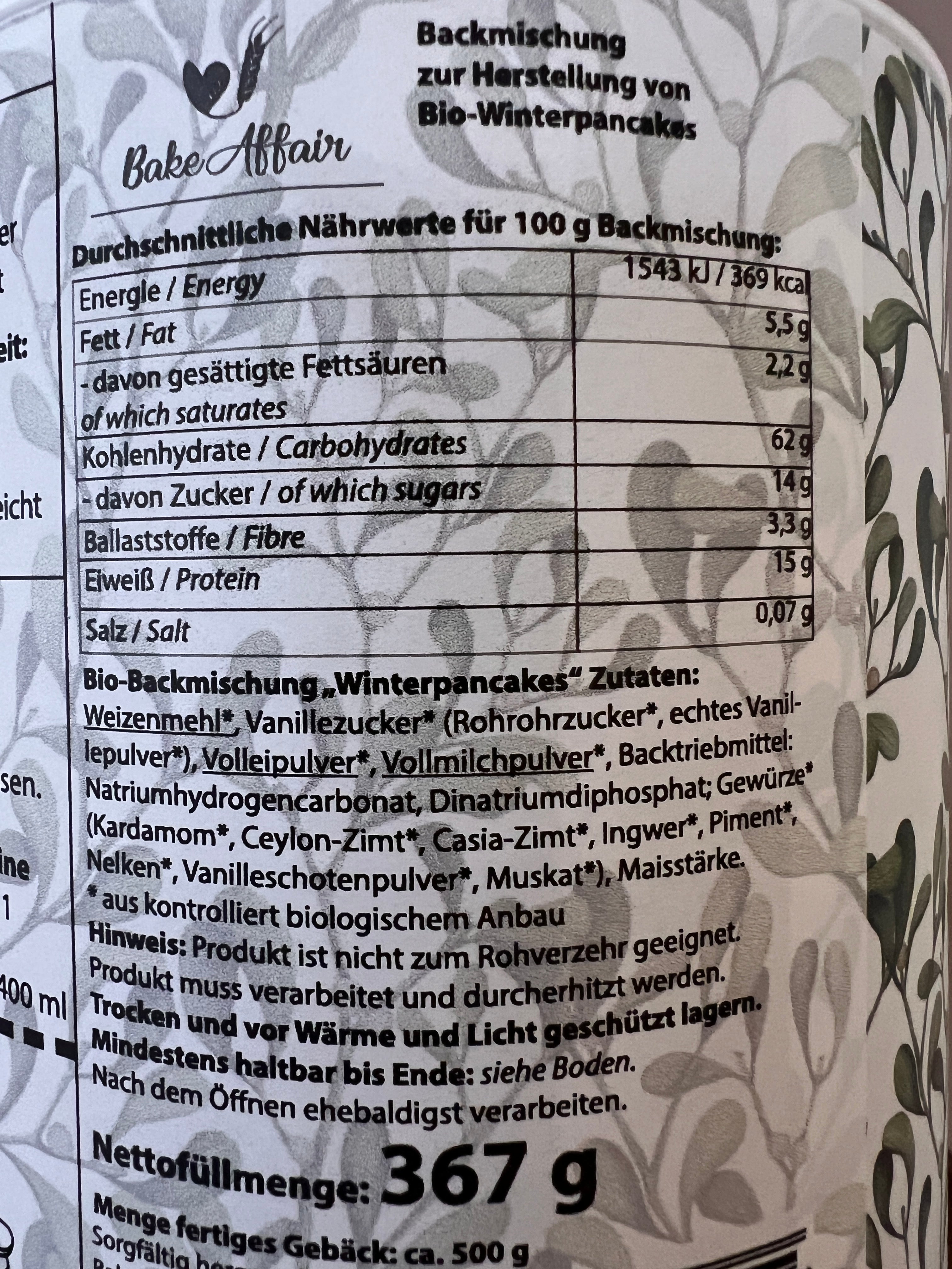 Bio Backmischung Winterpancakes